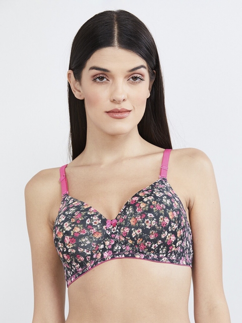 max Grey Printed Non-Wired Lightly Padded T-shirt Bra WIN19PDNW03CHARCOAL