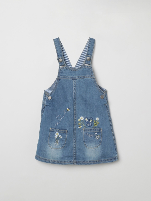 

max Girls Blue Embroidered Pinafore Dress