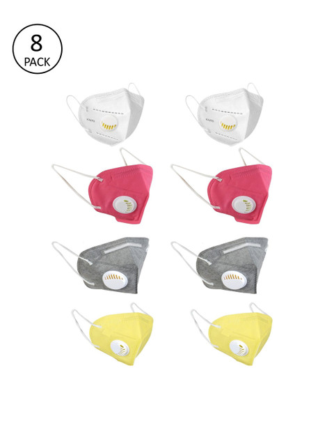 

OOMPH Unisex Pack of 8 5Ply Anti-Pollution Reusable Face Masks, Pink