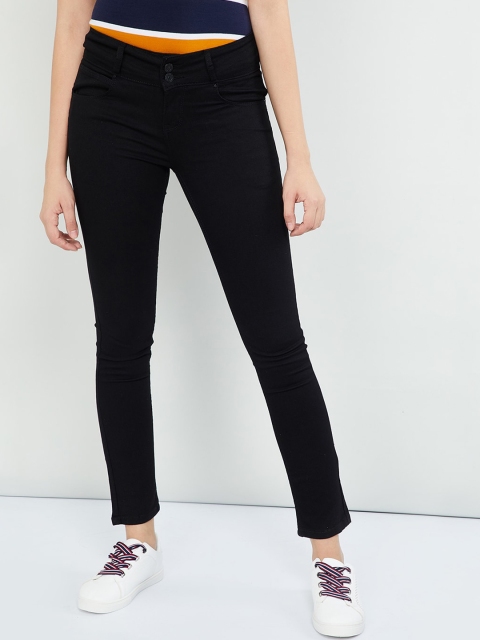

max Women Black Skinny Fit Mid-Rise Clean Look Jeans