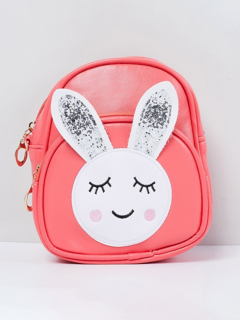 

max Girls Coral Red Appliqued Backpack