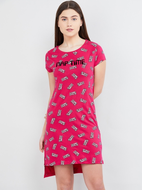 max Women Pink Printed High-Low Sleepshirt