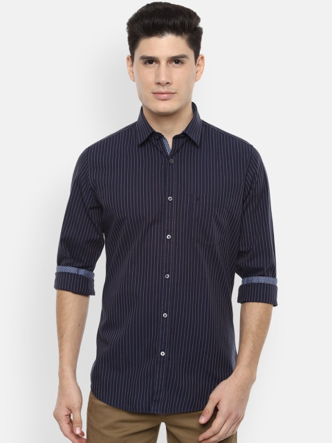 

Van Heusen Sport Men Navy Blue Regular Fit Striped Casual Shirt