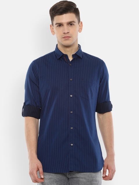 

Van Heusen Sport Men Navy Blue Regular Fit Striped Casual Shirt