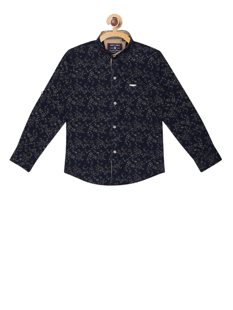 

Monte Carlo Boys Navy Blue Slim Fit Floral Printed Casual Shirt