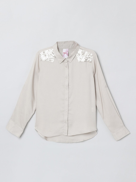 

max Girls Beige Regular Fit Solid Casual Shirt