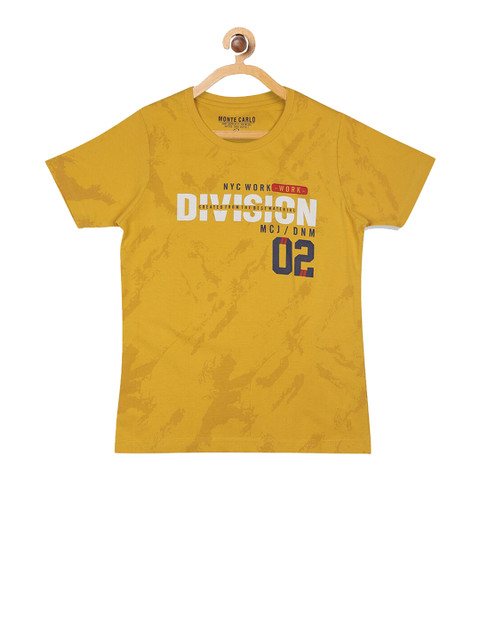 

Monte Carlo Boys Yellow Printed Round Neck T-shirt