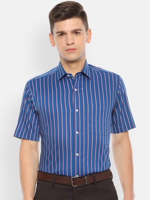 

Louis Philippe Men Blue & White Slim Fit Striped Formal Shirt