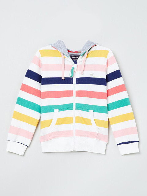 

max Girls Multicoloured Striped Hooded Sweatshirt, Multi