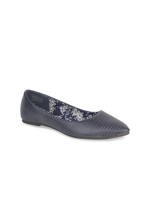 

Bata Women Navy Blue Solid PU Ballerinas