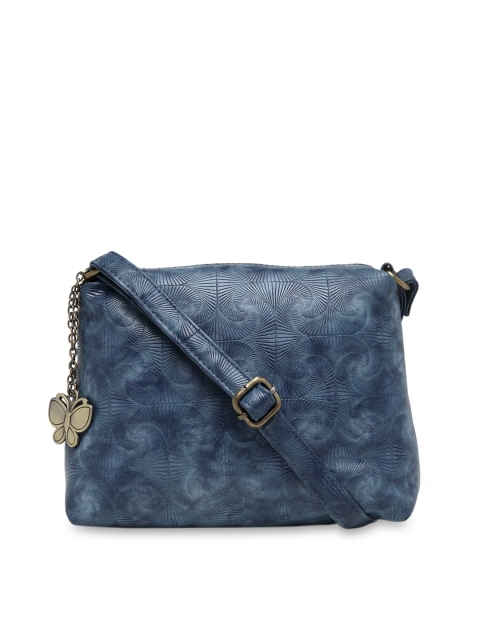 

Butterflies Blue Textured Sling Bag