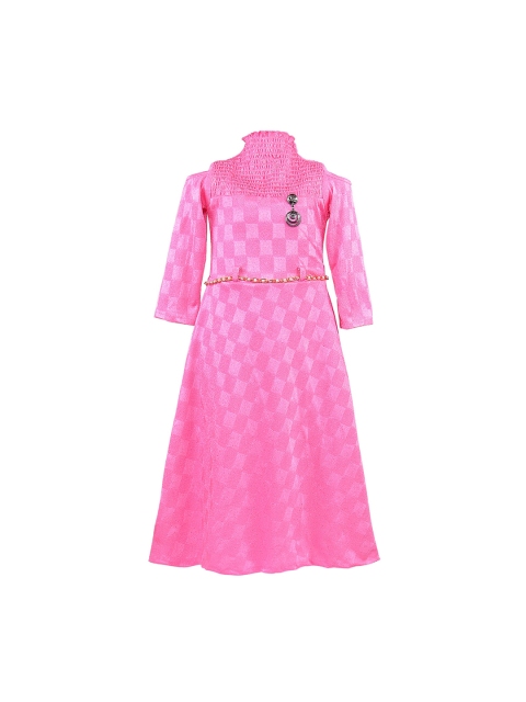 

Wish Karo Girls Pink Checked Fit and Flare Dress