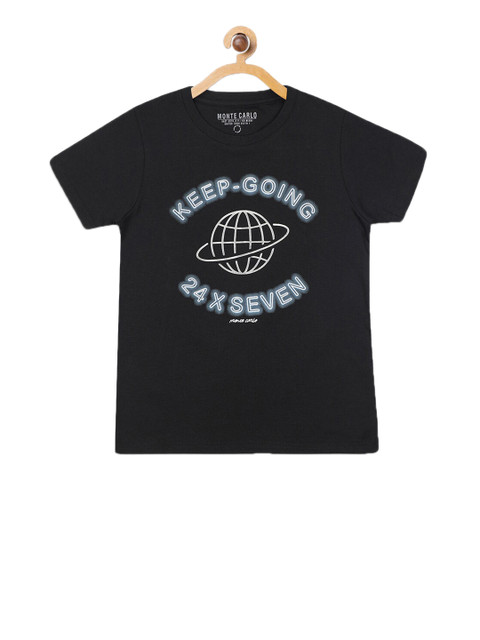 

Monte Carlo Boys Black Printed Round Neck T-shirt