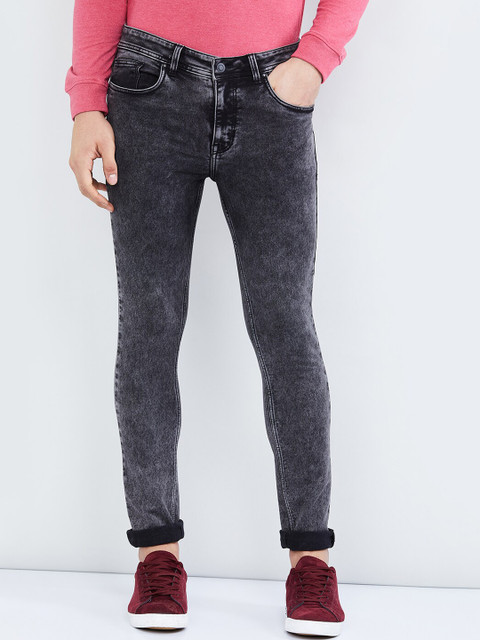 

max Men Grey Skinny Fit Mid-Rise Clean Look Stretchable Jeans