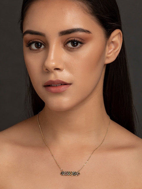 

DIVA WALK EXCLUSIVE Gold-Plated Handcrafted Cubic Zirconia Studded Necklace