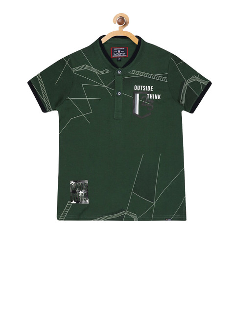 

Monte Carlo Boys Green Printed Mandarin Collar T-shirt