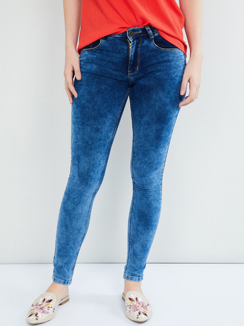 

max Women Blue Skinny Fit Mid-Rise Clean Look Stretchable Jeans
