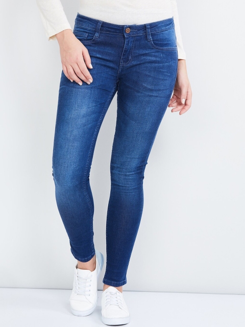 

max Women Blue Skinny Fit Mid-Rise Clean Look Stretchable Jeans