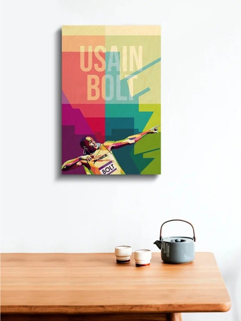 

Bigsmall Multicoloured Usain Bolt Wooden Wall Art, Multi