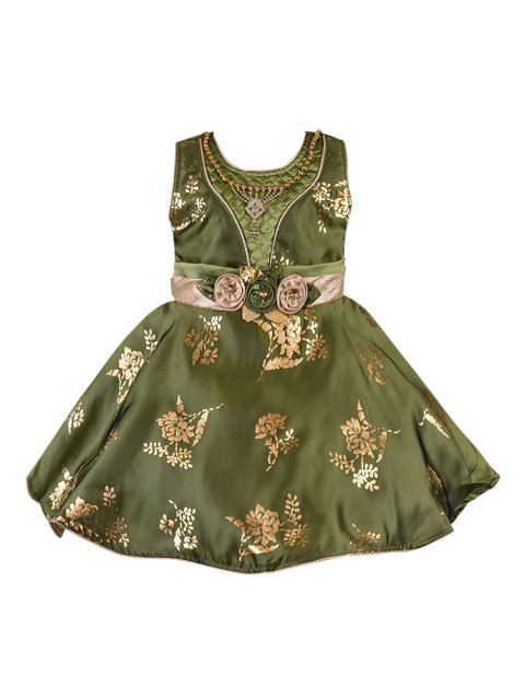 

Wish Karo Girls Green Embellished Fit and Flare Dress