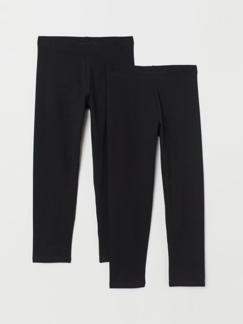 

H&M Women Black Solid 2-Pack 3/4 Length Leggings
