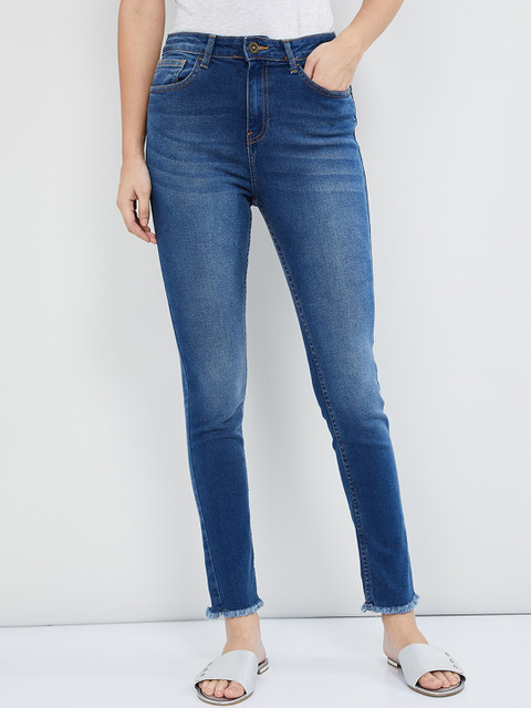 

max Women Blue Slim Fit Mid-Rise Clean Look Jeans