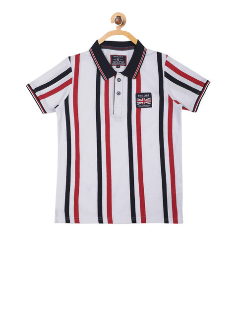

Monte Carlo Boys White & Red Striped Polo Collar T-shirt