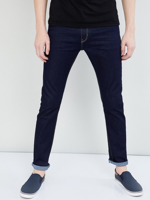 

max Men Navy Blue Skinny Fit Mid-Rise Clean Look Stretchable Jeans