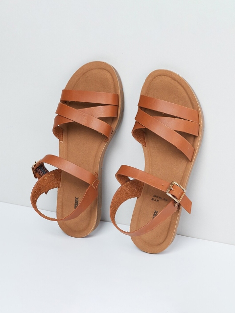 

max Women Tan Brown Comfort Sandals
