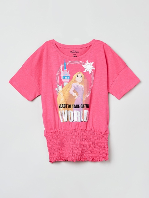 

max Girls Pink Printed Blouson Top