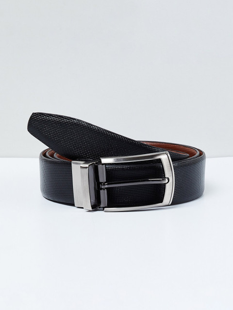 

max Men Black & Brown Solid Leather Belt