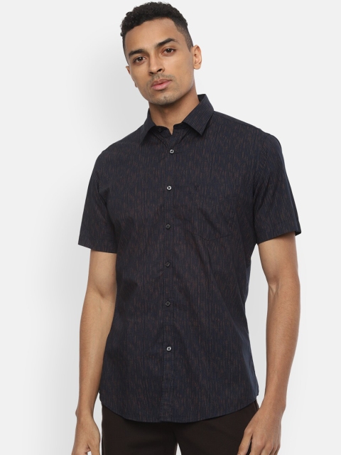 Van Heusen Sport Men Navy Blue Slim Fit Printed Casual Shirt