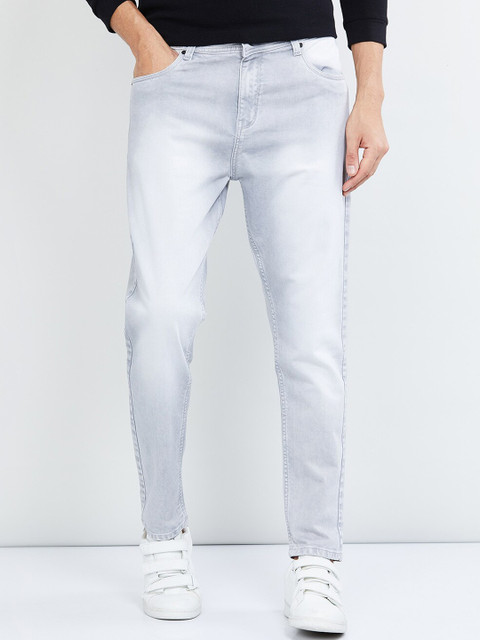 

max Men Grey Slim Fit Mid-Rise Clean Look Stretchable Jeans