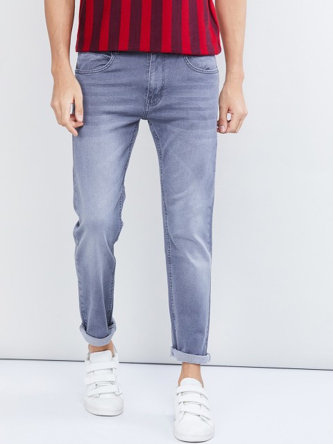 

max Men Grey Slim Fit Mid-Rise Clean Look Stretchable Jeans