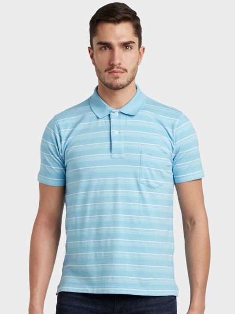 

ColorPlus Men Blue Striped Polo Collar T-shirt