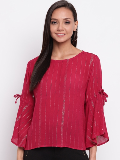 

Mayra Women Magenta Shimmer Bell Sleeves Top