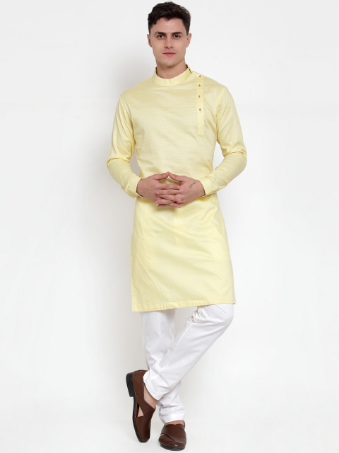 

MAXENCE Men Yellow & White Solid Kurta Set