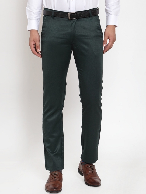 

JAINISH Men Green Smart Slim Fit Solid Formal Trousers
