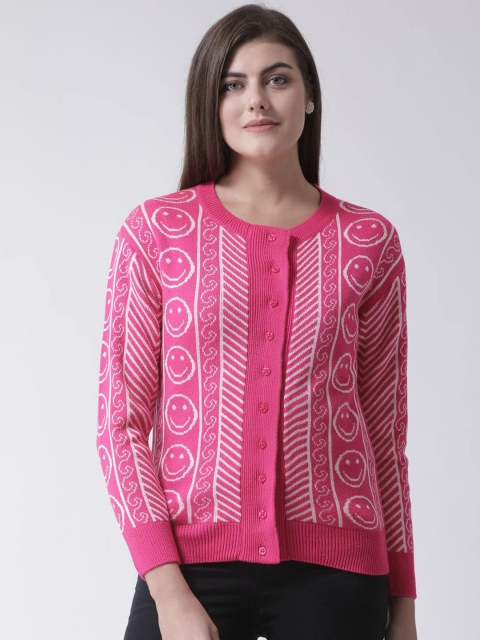 

Club York Women Pink Printed Front-Open Sweater