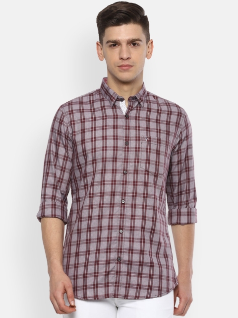 

Van Heusen Sport Men Maroon & Off-White Regular Fit Checked Casual Shirt
