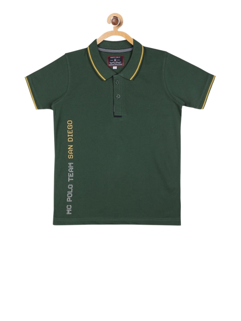 

Monte Carlo Boys Olive Green Printed Polo Collar T-shirt