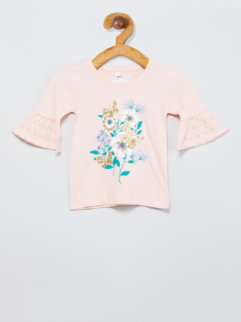 

max Girls Peach-Coloured Printed Top