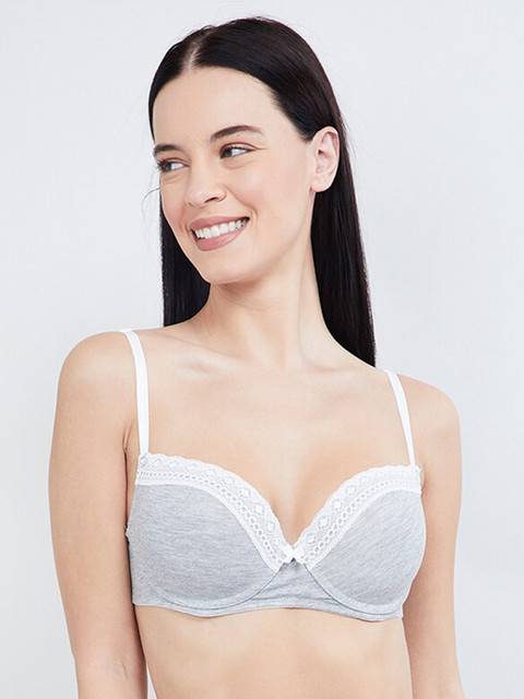 

max Grey Solid Underwired Lightly Padded T-shirt Bra WN19TBRA06GREY