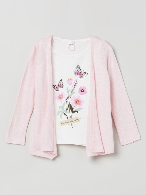 

max Girls Pink Printed Layered Top