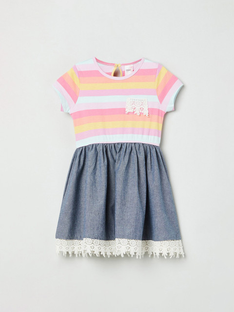

max Girls Multicoloured Colourblocked A-Line Dress, Multi