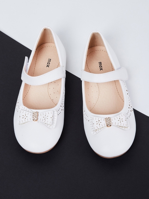 

max Girls White Embellished PU Mary Janes