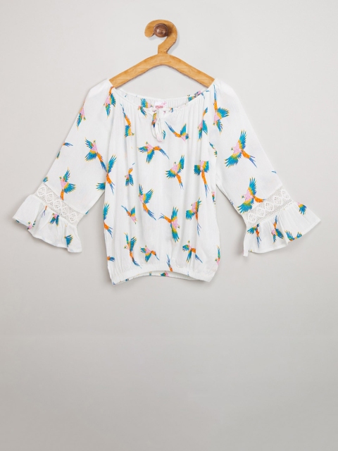 

max Girls White Printed Top