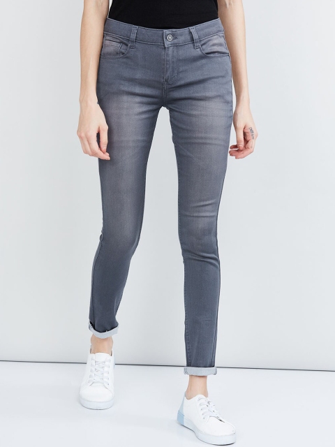 

max Women Grey Skinny Fit Mid-Rise Clean Look Stretchable Jeans