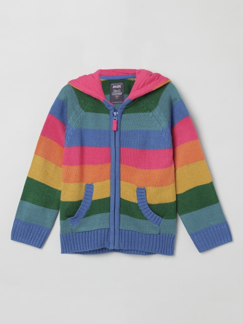 

max Girls Multicoloured Striped Cardigan Sweater, Multi