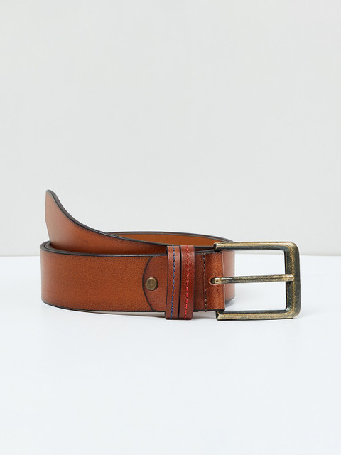 

max Men Brown Solid Leather Belt